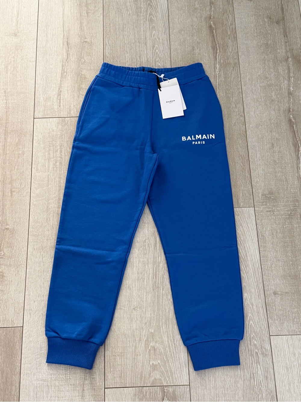 Balmain Paris Kids Cobalt Blue Logo Joggers pants size 10 authentic